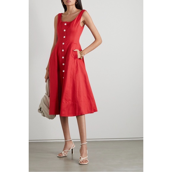 STAUD Dresses Staud Loretta Button Front Midi Dress Poshmark